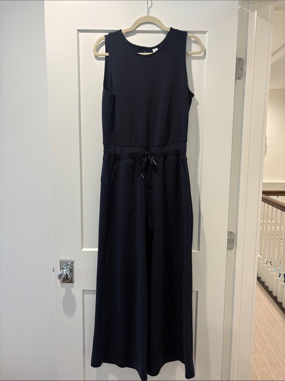 SPANX Navy Sleeveless Jumpsuit with Drawstring Waist